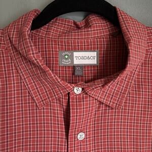 TOAD & CO. Men's XL Insect Shield Red Check Button Up Long Sleeve Collared Shirt